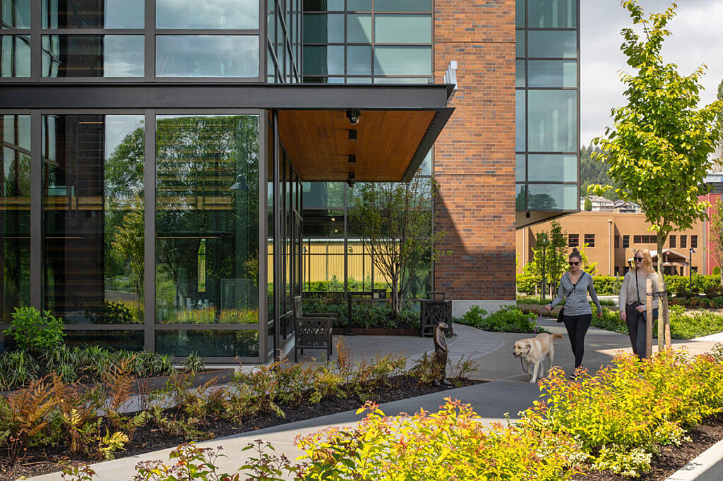 People walking on a path near 2005 Poplar
