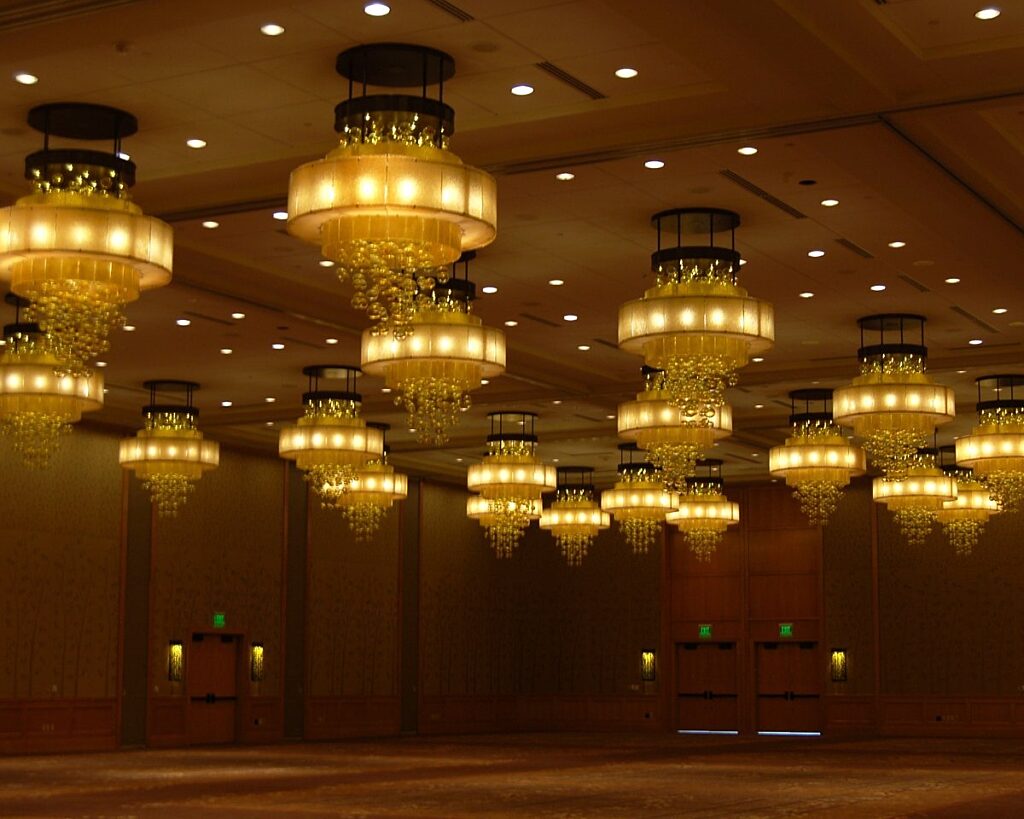 Ballroom with chandeliers at Hyatt Regency Bellevue