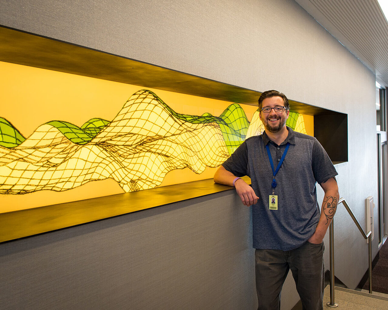 An art installation inside of Amazon Block 52e