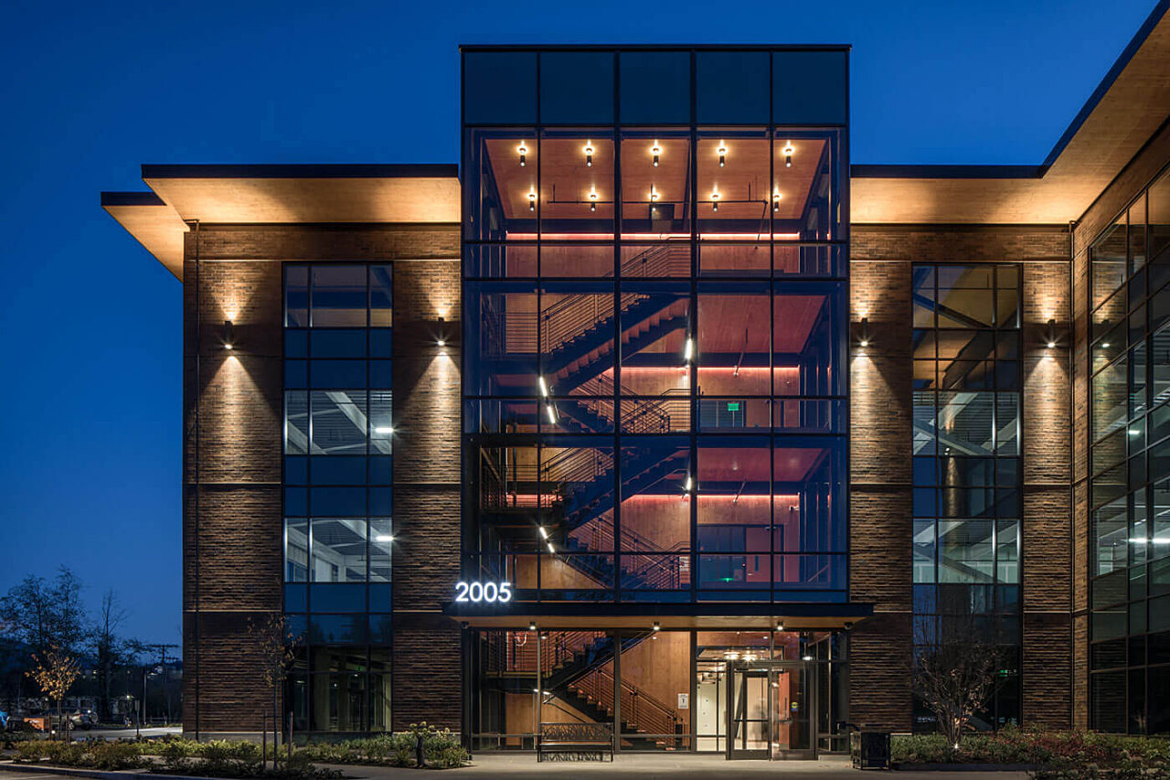 The front of 2005 Poplar at night