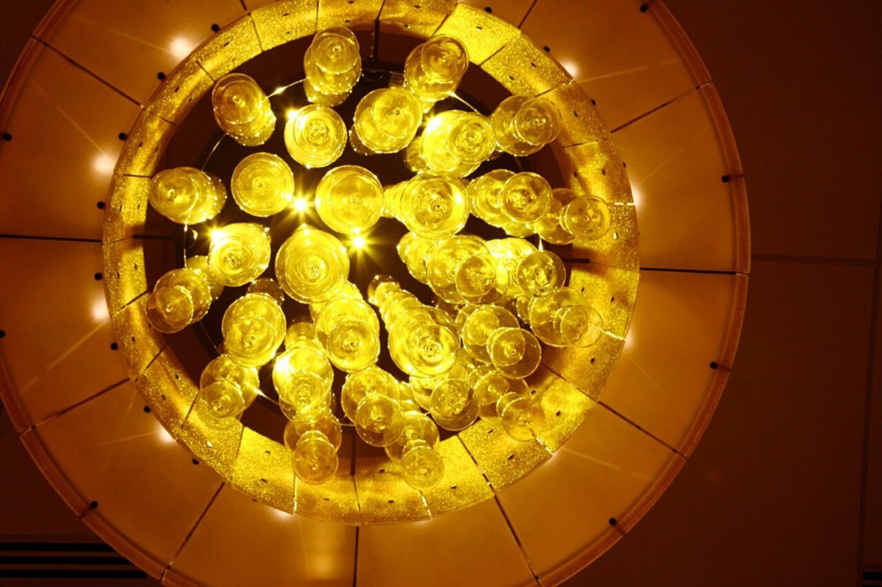 Close-up of chandelier at Hyatt Regency Bellevue