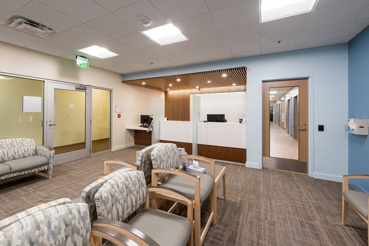 Reception and patient waiting area in Milgard Medical Pavilion Suites