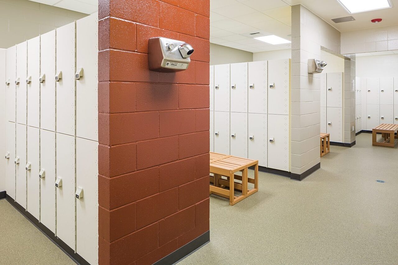 Changing room with lockers at Stanwood-Camano YMCA