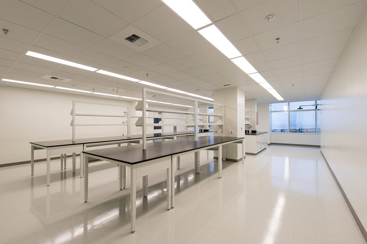 Inside a lab with view at The Labs at 201 Elliott