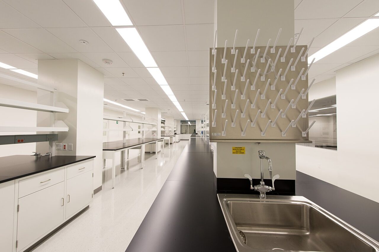 Larger lab and wash station detail in The Labs at 201 Elliott