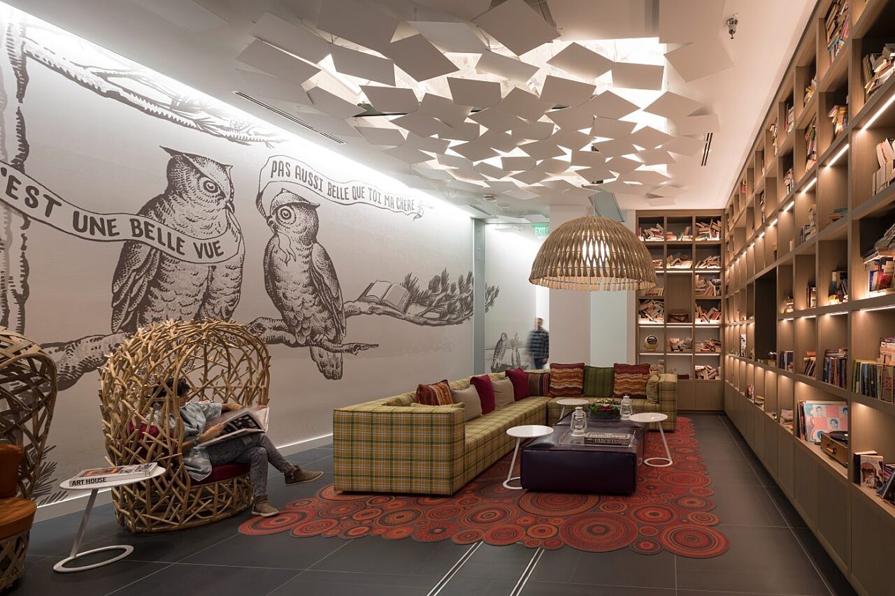 Library and lounge area at W Hotels Bellevue