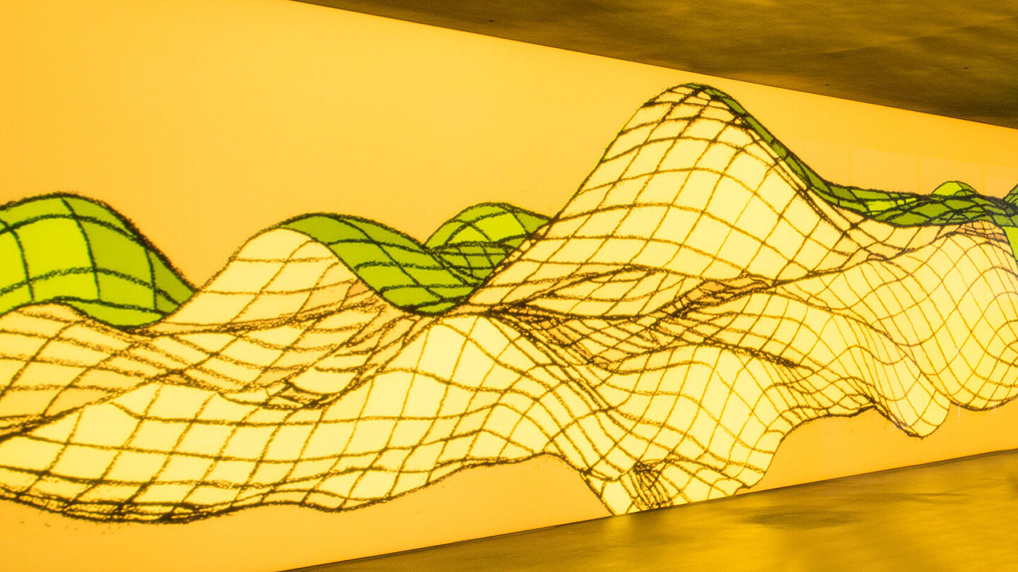 An art installation inside of Amazon Block 52e