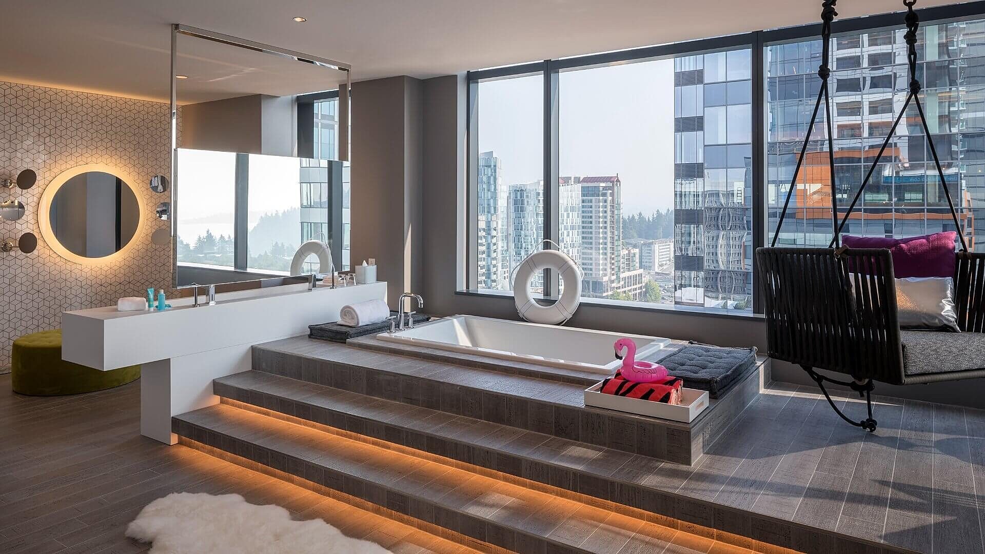 E Wow Suite bath detail at W Hotel Bellevue