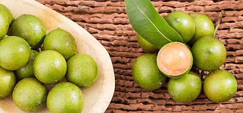 A platter of guineps, a small and sweet fruit similar to a lychee.