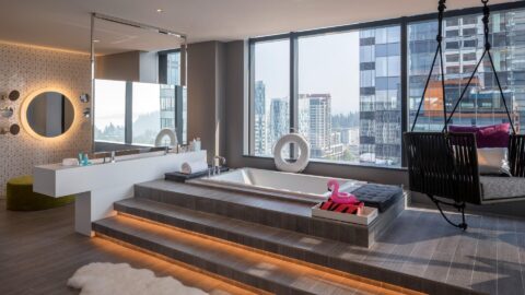 E Wow Suite bath detail at W Hotel Bellevue