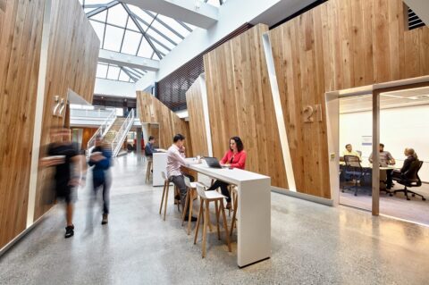 Common space and meeting room in Microsoft B16 + B17 buildings