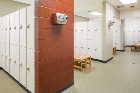 Changing room with lockers at Stanwood-Camano YMCA