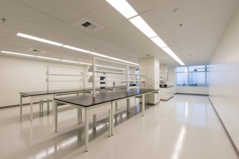 Inside a lab with view at The Labs at 201 Elliott