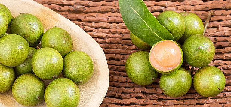 A platter of guineps, a small and sweet fruit similar to a lychee.